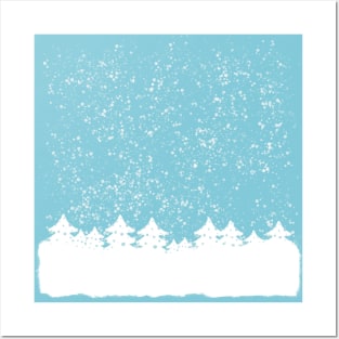 White Christmas trees Posters and Art